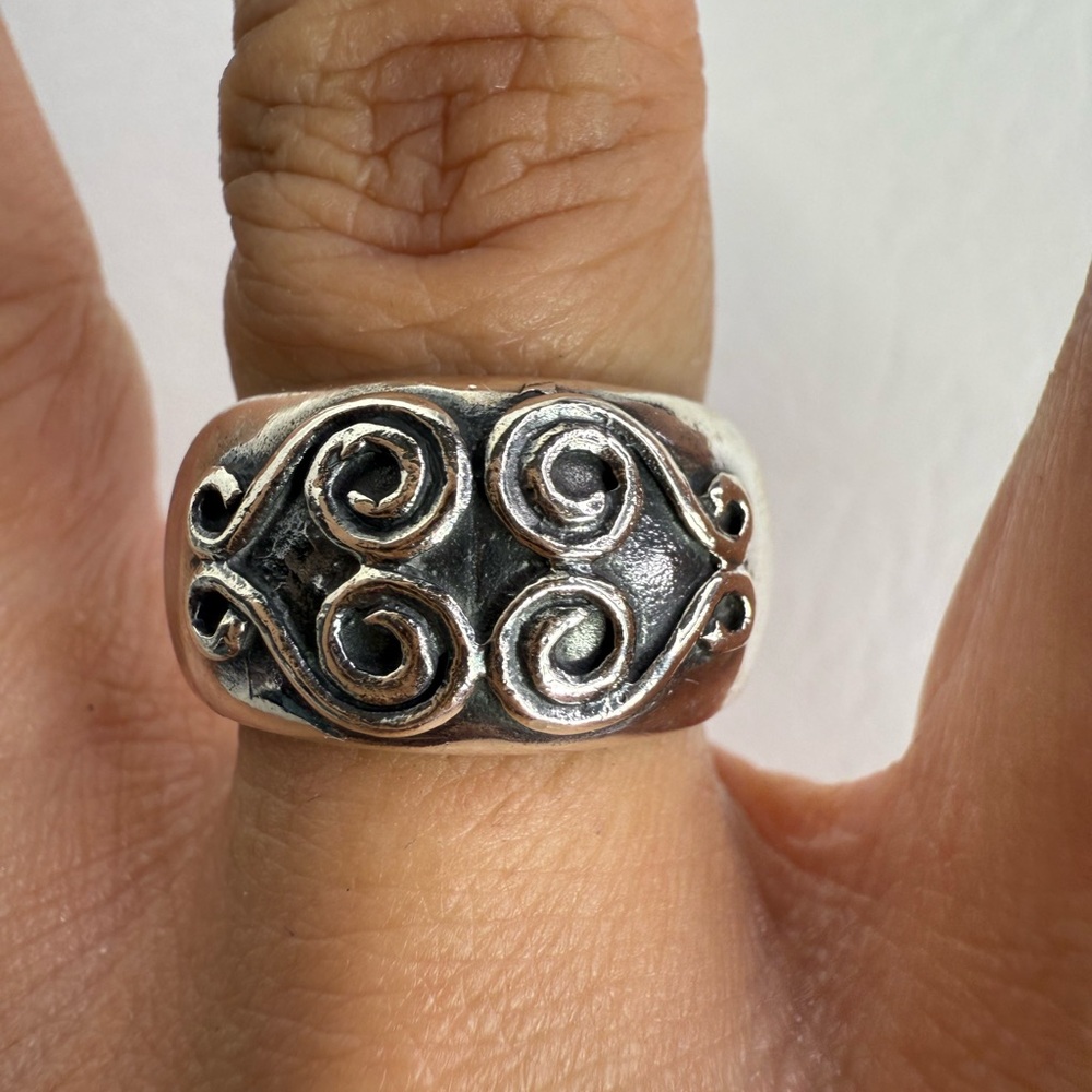 Vintage Wide Cigar 925 Sterling Silver Band Ring Size 6